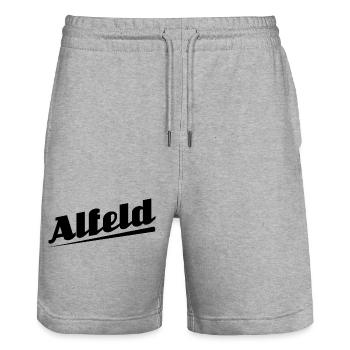 Alfeld - Textdesign mit Stadtnamen - Stanley/Stella Unisex Bio Joggingshorts Trainer  - Grau meliert - Vorne - Nik (191cm) & Marisol (170cm)