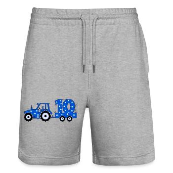 10th birthday tractor - Stanley/Stella Trainer Unisex Organic Jogging Shorts - heather grey - Front - Nik (191cm) & Marisol (170cm)