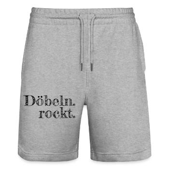 Döbeln rockt - Textdesign mit Stadtnamen - Stanley/Stella Unisex Bio Joggingshorts Trainer  - Grau meliert - Vorne - Nik (191cm) & Marisol (170cm)