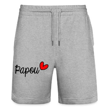 PAPOU. BONNE FÊTE PAPA. PAPA. FÊTE DES PÈRES - Short de jogging bio TRAINER Stanley/Stella unisexe - gris chiné - Devant - Nik (191cm) & Marisol (170cm)