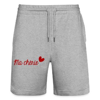 MA CHERIE. MON CHERI. SAINT VALENTIN. EVJF - Short de jogging bio TRAINER Stanley/Stella unisexe - gris chiné - Devant - Nik (191cm) & Marisol (170cm)