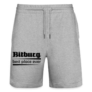 Bitburg - Stadt best place ever - Stanley/Stella Unisex Bio Joggingshorts Trainer  - Grau meliert - Vorne - Nik (191cm) & Marisol (170cm)