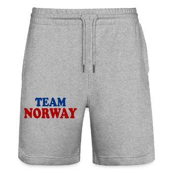 Norway - Stanley/Stella Trainer Unisex Organic Jogging Shorts - heather grey - Front - Nik (191cm) & Marisol (170cm)