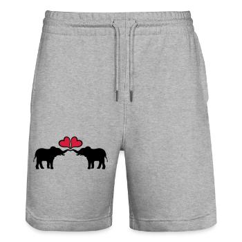Herzen Verliebtes Elefanten Paar - Stanley/Stella Unisex Bio Joggingshorts Trainer  - Grau meliert - Vorne - Nik (191cm) & Marisol (170cm)