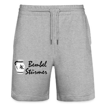 Bembel Stürmer #100%Hessen #069 #FrankfurtLiebe - Stanley/Stella Unisex Bio Joggingshorts Trainer  - Grau meliert - Vorne - Nik (191cm) & Marisol (170cm)