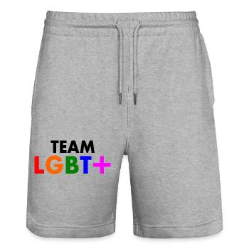 Lgbt - Stanley/Stella Trainer Unisex Organic Jogging Shorts - heather grey - Front - Nik (191cm) & Marisol (170cm)
