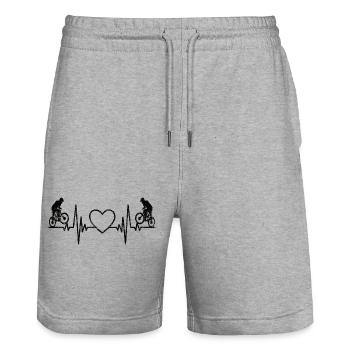 Bike Tour Bicycle Mountain Bike Cycling Cycling - Stanley/Stella Trainer Unisex Organic Jogging Shorts - heather grey - Front - Nik (191cm) & Marisol (170cm)
