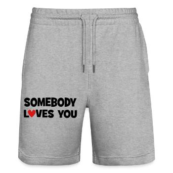 Jemand liebt dich - Stanley/Stella Unisex Bio Joggingshorts Trainer  - Grau meliert - Vorne - Nik (191cm) & Marisol (170cm)