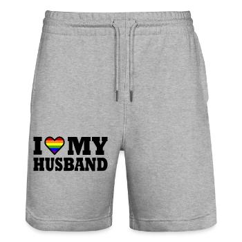 I love my husband - Stanley/Stella Unisex Bio Joggingshorts Trainer  - Grau meliert - Vorne - Nik (191cm) & Marisol (170cm)