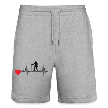 Hiking Mountains Climbing Mountaineering Bouldering - Stanley/Stella Trainer Unisex Organic Jogging Shorts - heather grey - Front - Nik (191cm) & Marisol (170cm)
