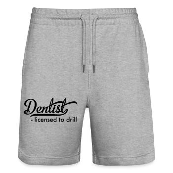 Dentiste - Short de jogging bio TRAINER Stanley/Stella unisexe - gris chiné - Devant - Nik (191cm) & Marisol (170cm)
