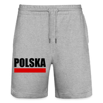 DRAPEAU POLOGNE - Short de jogging bio TRAINER Stanley/Stella unisexe - gris chiné - Devant - Nik (191cm) & Marisol (170cm)