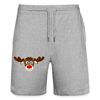 Reindeer Elk mignons cadeaux de Noël drôles - Short de jogging bio TRAINER Stanley/Stella unisexe - gris chiné - Devant - Nik (191cm) & Marisol (170cm)