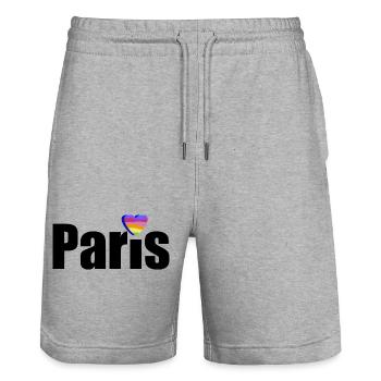 Paris - Europe - Short de jogging bio TRAINER Stanley/Stella unisexe - gris chiné - Devant - Nik (191cm) & Marisol (170cm)