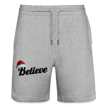 Santa Claus Hat Believe In Santa Xmas Party Gift - Stanley/Stella Trainer Unisex Organic Jogging Shorts - heather grey - Front - Nik (191cm) & Marisol (170cm)
