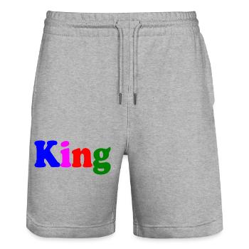 King - Stanley/Stella Trainer Unisex Organic Jogging Shorts - heather grey - Front - Nik (191cm) & Marisol (170cm)