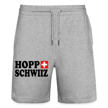 Hopp schwiiz - Stanley/Stella Unisex Bio Joggingshorts Trainer  - Grau meliert - Vorne - Nik (191cm) & Marisol (170cm)