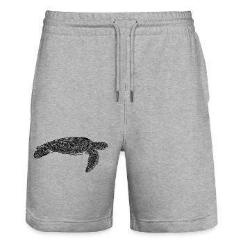 Elegante alte Wasserschildkröte - Stanley/Stella Unisex Bio Joggingshorts Trainer  - Grau meliert - Vorne - Nik (191cm) & Marisol (170cm)