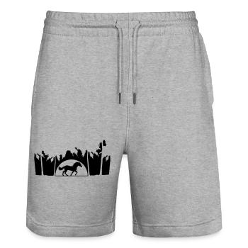 Beach Palm Sun Horse - Stanley/Stella Trainer Unisex Organic Jogging Shorts - heather grey - Front - Nik (191cm) & Marisol (170cm)