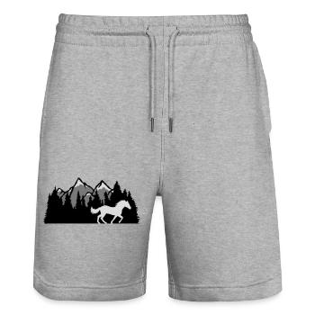 Berge Wald Natur Pferd - Stanley/Stella Unisex Bio Joggingshorts Trainer  - Grau meliert - Vorne - Nik (191cm) & Marisol (170cm)