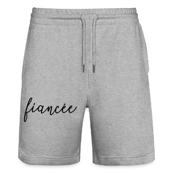 Fiancée Fiancée Fiançailles Mariage Lune de Miel - Short de jogging bio TRAINER Stanley/Stella unisexe - gris chiné - Devant - Nik (191cm) & Marisol (170cm)