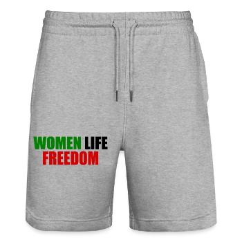 Women life freedom - Stanley/Stella Unisex Bio Joggingshorts Trainer  - Grau meliert - Vorne - Nik (191cm) & Marisol (170cm)