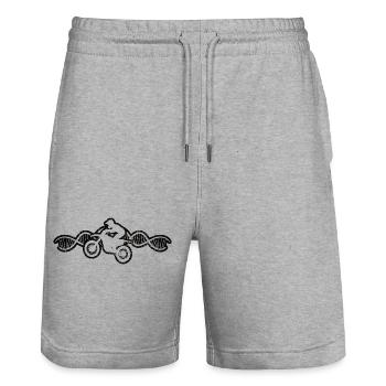 Moto Motocross Motocycliste Cadeau Cyclomoteur - Short de jogging bio TRAINER Stanley/Stella unisexe - gris chiné - Devant - Nik (191cm) & Marisol (170cm)