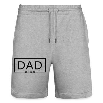 Dad Est. 2023, Dad To Be, Pregnancy Announcement - Stanley/Stella Trainer Unisex Organic Jogging Shorts - heather grey - Front - Nik (191cm) & Marisol (170cm)