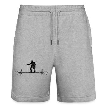 randonnée montagne alpinisme montagnes escalade bloc - Short de jogging bio TRAINER Stanley/Stella unisexe - gris chiné - Devant - Nik (191cm) & Marisol (170cm)