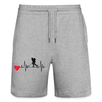 Eishockey Wintersport Geschenk Eishockeyteam - Stanley/Stella Unisex Bio Joggingshorts Trainer  - Grau meliert - Vorne - Nik (191cm) & Marisol (170cm)