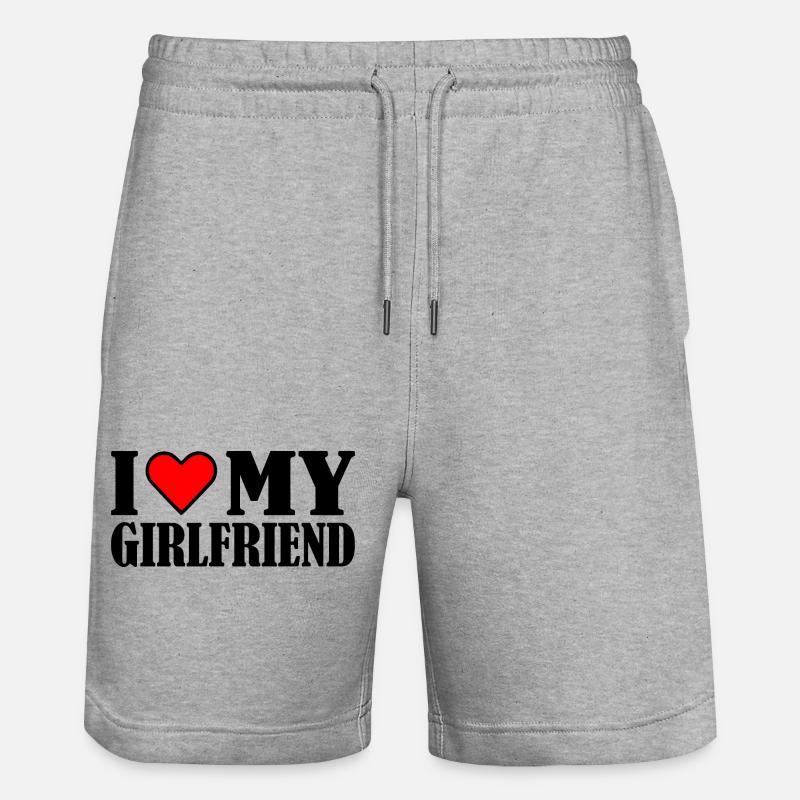I love my girlfriend - Short de jogging bio TRAINER Stanley/Stella unisexe - gris chiné