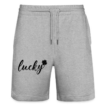 Cadeau de la Saint-Patrick Trèfle Hommes, Femmes, Enfants - Short de jogging bio TRAINER Stanley/Stella unisexe - gris chiné - Devant - Nik (191cm) & Marisol (170cm)