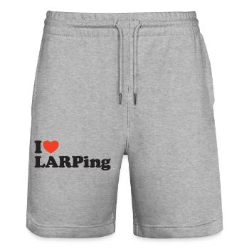 I love LARPing Heart Shirt - Stanley/Stella Trainer Unisex Organic Jogging Shorts - heather grey - Front - Nik (191cm) & Marisol (170cm)