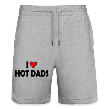 I love hot dads - Short de jogging bio TRAINER Stanley/Stella unisexe - gris chiné - Devant - Nik (191cm) & Marisol (170cm)