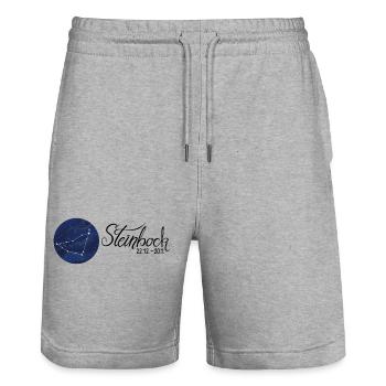 Sternzeichen Steinbock Tierkreiszeichen Astrologie - Stanley/Stella Unisex Bio Joggingshorts Trainer  - Grau meliert - Vorne - Nik (191cm) & Marisol (170cm)