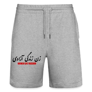 Women life freedom - Short de jogging bio TRAINER Stanley/Stella unisexe - gris chiné - Devant - Nik (191cm) & Marisol (170cm)