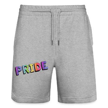 LGBTQ+ PRIDE SCHRIFTZUG - Stanley/Stella Unisex Bio Joggingshorts Trainer  - Grau meliert - Vorne - Nik (191cm) & Marisol (170cm)