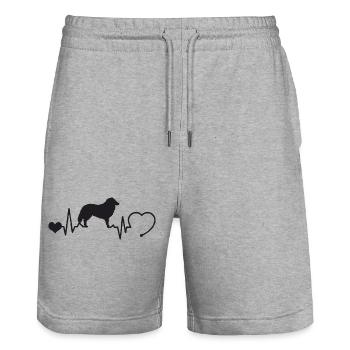 Collie mit Herzschlag - Stanley/Stella Unisex Bio Joggingshorts Trainer  - Grau meliert - Vorne - Nik (191cm) & Marisol (170cm)