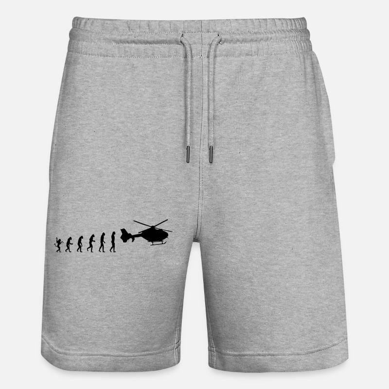 Helicopter Pilot Evolution - Stanley/Stella Trainer Unisex Organic Jogging Shorts - heather grey