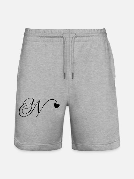 Letter n heart calligraphy - Stanley/Stella Trainer Unisex Organic Jogging Shorts - heather grey