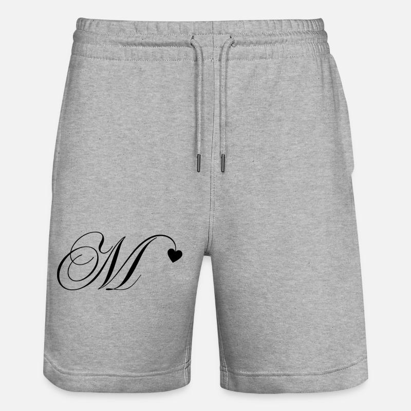 Lettre m calligraphie cœur - Short de jogging bio TRAINER Stanley/Stella unisexe - gris chiné