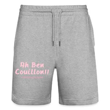 Ha ben couillon !! - Short de jogging bio TRAINER Stanley/Stella unisexe - gris chiné - Devant - Nik (191cm) & Marisol (170cm)