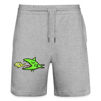 Chasse au poisson - Short de jogging bio TRAINER Stanley/Stella unisexe - gris chiné - Devant - Nik (191cm) & Marisol (170cm)