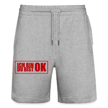 ich bin ok du bist ok - Stanley/Stella Unisex Bio Joggingshorts Trainer  - Grau meliert - Vorne - Nik (191cm) & Marisol (170cm)