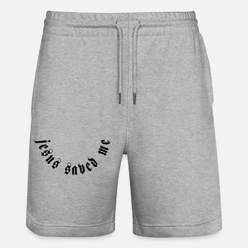 jesus saved me motiv - Stanley/Stella Unisex Bio Joggingshorts Trainer - Grau meliert