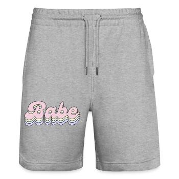 Babe Pastell - Brautteam - Stanley/Stella Unisex Bio Joggingshorts Trainer  - Grau meliert - Vorne - Nik (191cm) & Marisol (170cm)