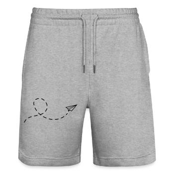 avion en papier - Short de jogging bio TRAINER Stanley/Stella unisexe - gris chiné - Devant - Nik (191cm) & Marisol (170cm)