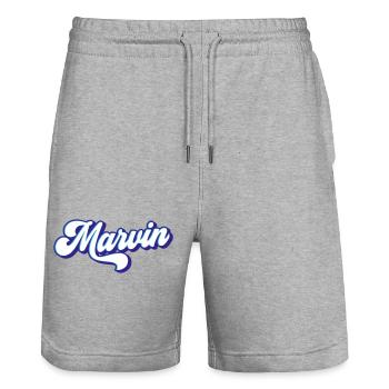 Marvin | Couleurs changeantes - Short de jogging bio TRAINER Stanley/Stella unisexe - gris chiné - Devant - Nik (191cm) & Marisol (170cm)