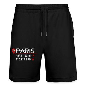 GPS coordinates of PARIS - Stanley/Stella Trainer Unisex Organic Jogging Shorts - black - Front - Nik (191cm) & Marisol (170cm)