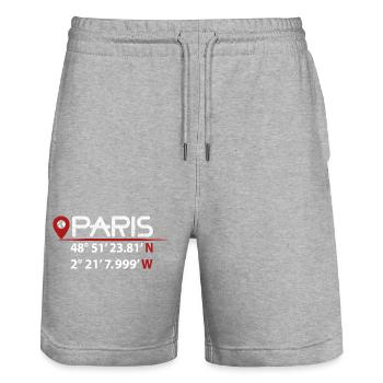 Coordonnées GPS de PARIS - Short de jogging bio TRAINER Stanley/Stella unisexe - gris chiné - Devant - Nik (191cm) & Marisol (170cm)